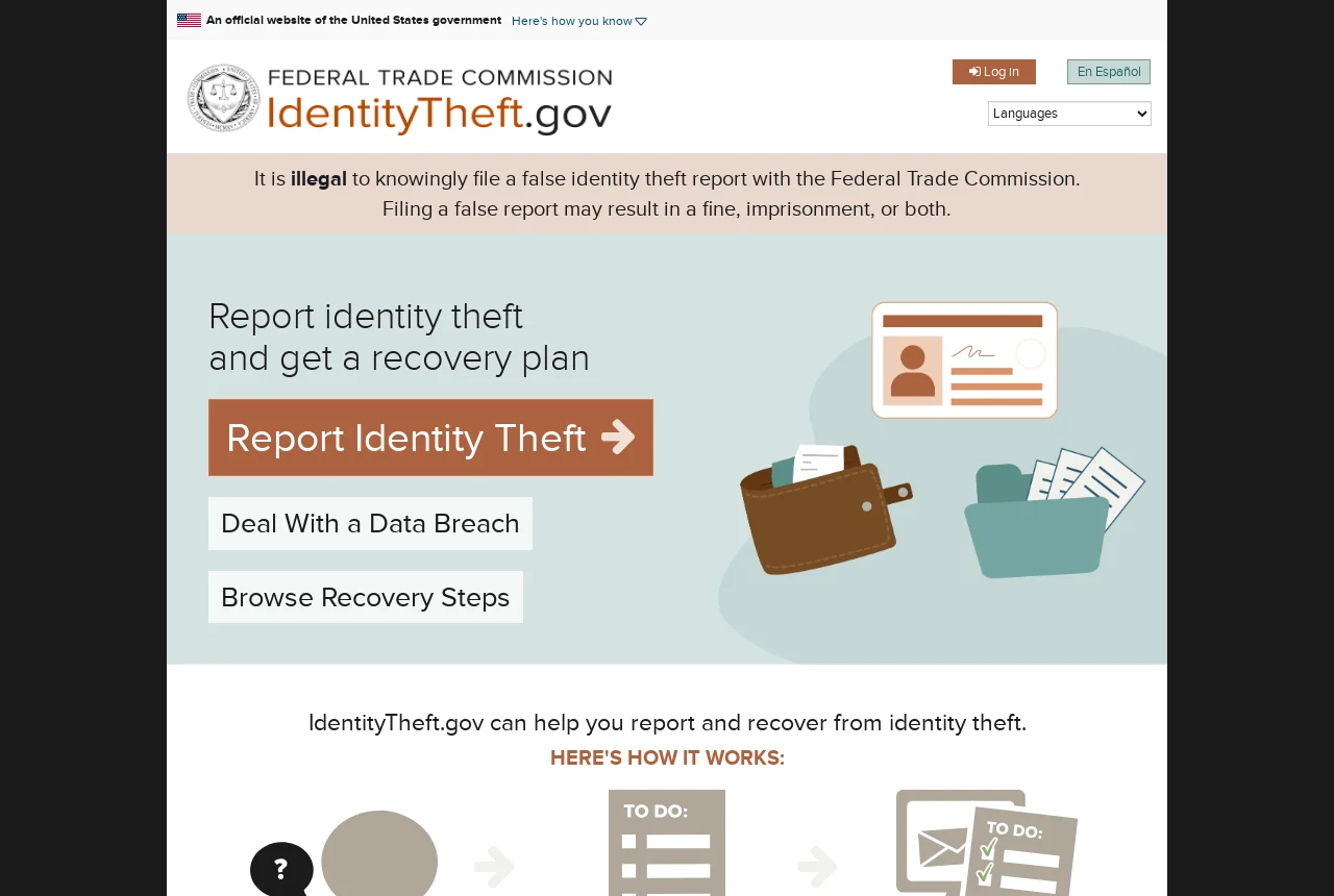 IdentityTheft.gov, the FTC identity theft reporting and recovery site