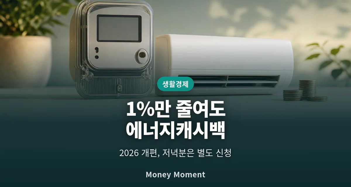 여름 전기요금, 1%만 줄여도 캐시백 — 2026 개편과 저녁 추가분의 함정