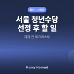 2026 서울 청년수당 선정 뒤 꼭 할 일: 지급 전 체크리스트
