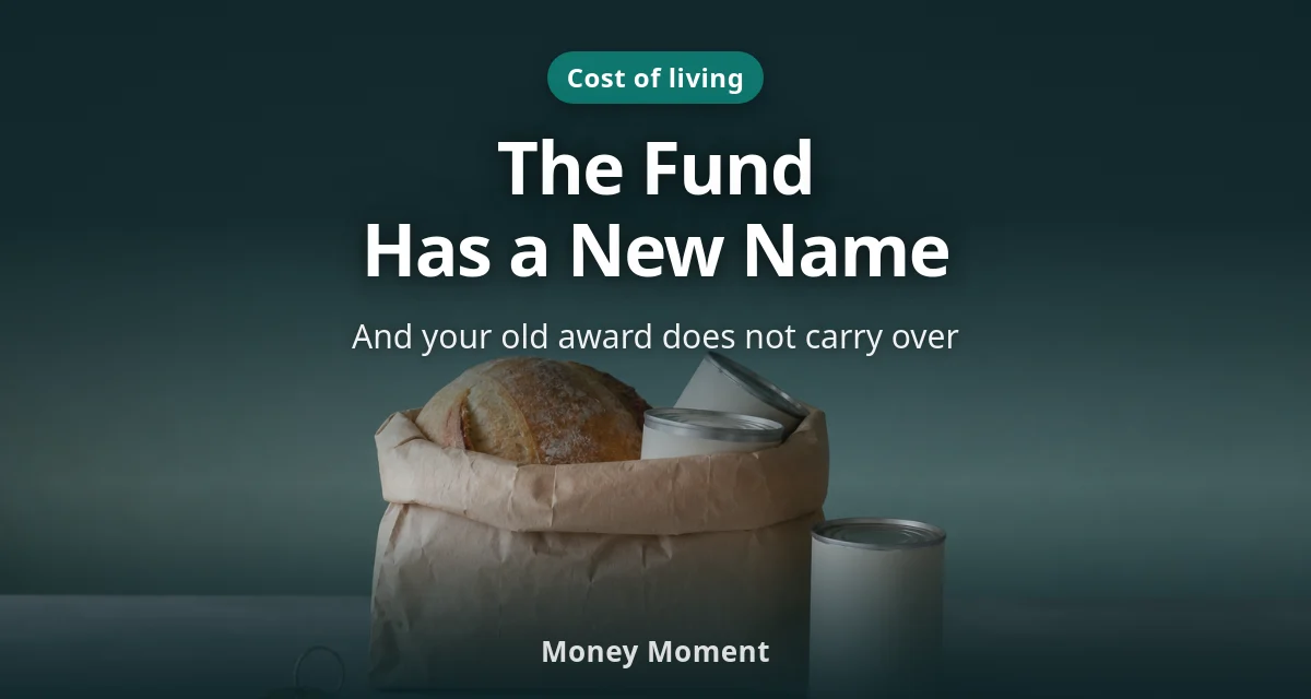 Household Support Fund Renamed: Your Old Award Doesn't Carry Over