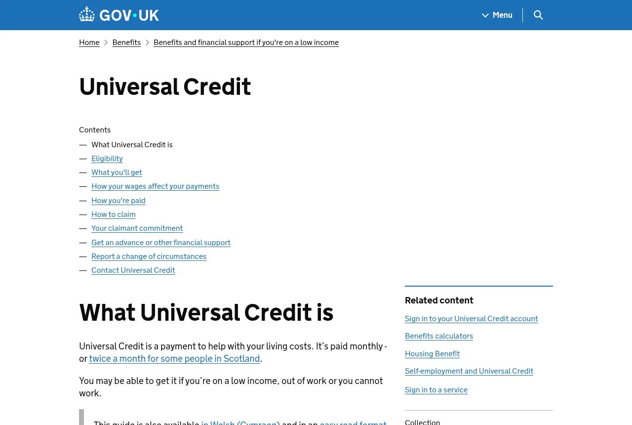 GOV.UK page: Universal Credit